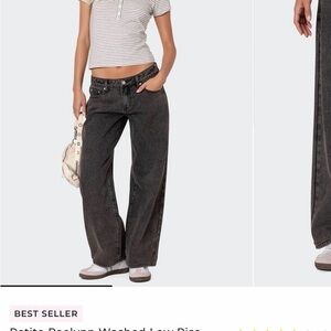 BRAND NEW NEVER WORN - Edikted Petite Raelyn Washed Low Rise Baggy Jeans.
